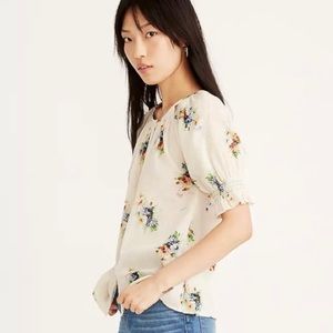 Madwell Smocked Button-Down Top in Classic Corsage